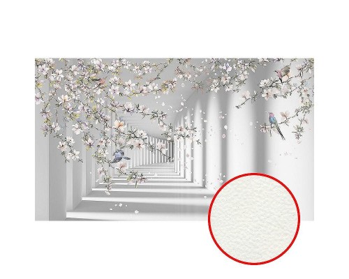 Фреска Ortograf 3D 33213 Фактура флок FLK Флизелин (4,3x2,5) Белый, Архитектура/Цветы
