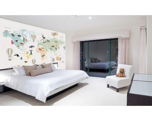 Фреска детская Ortograf Для самых маленьких 33730 Фактура флок FLK Флизелин (4x2,7) Серый/Разноцветный, Карты