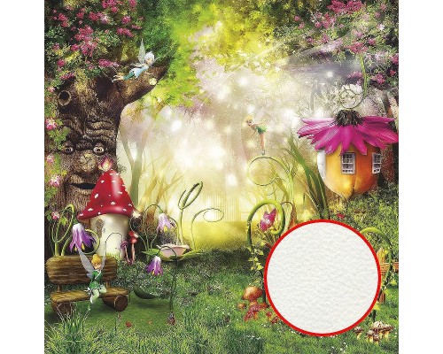 Фреска детская Ortograf Сказочная страна 6535 Фактура флок FLK Флизелин (2,7x2,7) Зеленый/Разноцветный, Домики/Мультимедия