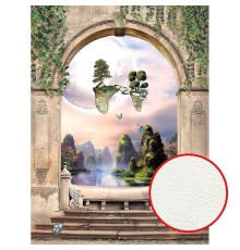 Фреска детская Ortograf Сказочная страна 30781 Фактура флок FLK Флизелин (2x2,7) Бежевый/Зеленый, Горы