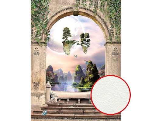 Фреска детская Ortograf Сказочная страна 30781 Фактура флок FLK Флизелин (2x2,7) Бежевый/Зеленый, Горы