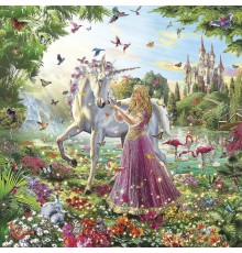 Фреска детская Ortograf Сказочная страна 6242 Фактура флок FLK Флизелин (3x3) Разноцветный, Замки/Животные/Люди