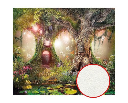 Фреска детская Ortograf Сказочная страна 6511 Фактура флок FLK Флизелин (3,2x2,7) Зеленый/Коричневый, Замки/Деревья