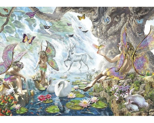 Фреска детская Ortograf Сказочная страна 6205 Фактура флок FLK Флизелин (3,8x2,7) Разноцветный, Ангелы/Животные/Водопады