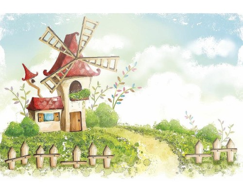 Фреска детская Ortograf Сказочная страна 5988 Фактура бархат FX Флизелин (3,9x2,7) Разноцветный, Домики