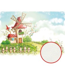 Фреска детская Ortograf Сказочная страна 5988 Фактура флок FLK Флизелин (3,9x2,7) Разноцветный, Домики