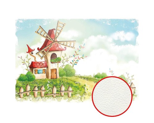 Фреска детская Ortograf Сказочная страна 5988 Фактура флок FLK Флизелин (3,9x2,7) Разноцветный, Домики