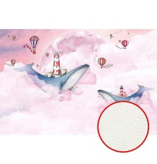 Фреска детская Ortograf Сказочная страна 34140 Фактура флок FLK Флизелин (4x2,7) Розовый, Воздушные шары/Животные/Облака