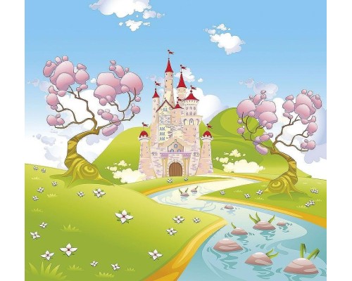 Фреска детская Ortograf Сказочная страна 5268 Фактура бархат FX Флизелин (2,9x2,7) Разноцветный, Замки/Мультимедия