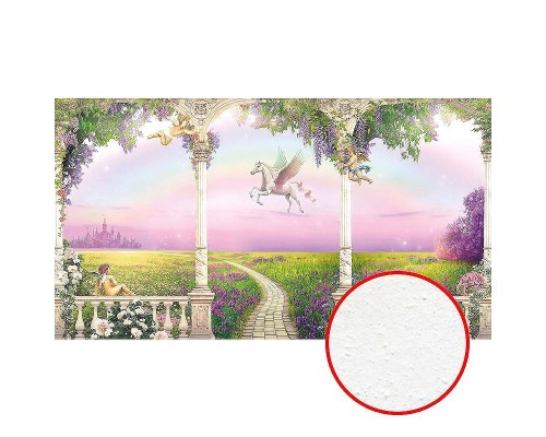 Фреска детская Ortograf Сказочная страна 33301 Фактура бархат FX Флизелин (4,9x2,7) Зеленый/Розовый, Животные/Пейзаж