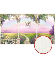 Фреска детская Ortograf Сказочная страна 33301 Фактура флок FLK Флизелин (4,9x2,7) Зеленый/Розовый, Животные/Пейзаж