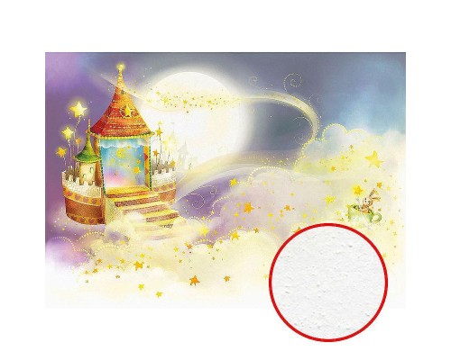 Фреска детская Ortograf Для малышей 3387 Фактура бархат FX Флизелин (3,8x2,7) Сиреневый/Желтый, Замки/Мультимедия