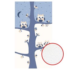 Фреска детская Ortograf Для малышей 30719 Фактура бархат FX Флизелин (1,5x2,7) Белый/Фиолетовый, Деревья/Птицы