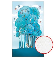 Фреска детская Ortograf Для малышей 33068 Фактура бархат FX Флизелин (1,5x2,7) Голубой/Бирюзовый, Деревья/Животные/Птицы