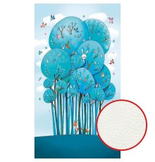 Фреска детская Ortograf Для малышей 33068 Фактура флок FLK Флизелин (1,5x2,7) Голубой/Бирюзовый, Деревья/Животные/Птицы