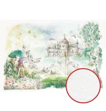 Фреска детская Ortograf Для малышей 33137 Фактура бархат FX Флизелин (4x2,7) Зеленый, Замки/Домики