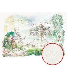 Фреска детская Ortograf Для малышей 33137 Фактура флок FLK Флизелин (4x2,7) Зеленый, Замки/Домики