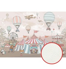 Фреска детская Ortograf Для малышей 6770 Фактура флок FLK Флизелин (4x2,7) Бежевый/Розовый/Зеленый, Животные/Воздушные шары/Мультимедия