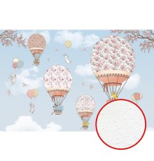 Фреска детская Ortograf Для малышей 33837 Фактура бархат FX Флизелин (4,1x2,7) Голубой/Розовый, Животные/Воздушные шары