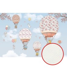 Фреска детская Ortograf Для малышей 33837 Фактура флок FLK Флизелин (4,1x2,7) Голубой/Розовый, Животные/Воздушные шары