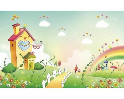 Фреска детская Ortograf Для малышей 4824 Фактура бархат FX Флизелин (4,3x2,7) Разноцветный, Домики