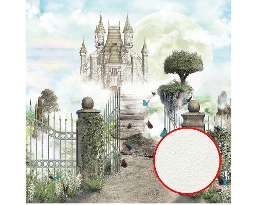 Фреска детская Ortograf Сказочная страна 30776 Фактура флок FLK Флизелин (2,7x2,7) Бежевый/Голубой/Зеленый, Замки