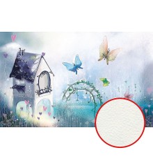 Фреска детская Ortograf Для малышей 30888 Фактура флок FLK Флизелин (4,3x2,7) Бирюзовый/Голубой/Фиолетовый, Домики/Бабочки