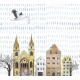 Фреска детская Ortograf Для малышей 10877 Фактура флок FLK Флизелин (3x2,7) Разноцветный, Домики/Птицы