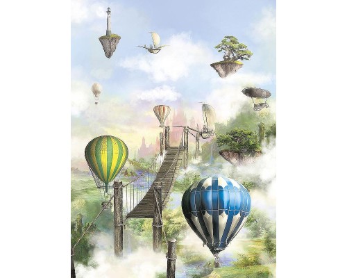 Фреска детская Ortograf Сказочная страна 30775 Фактура бархат FX Флизелин (2x2,7) Голубой/Зеленый, Воздушные шары