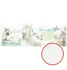 Фреска детская Ortograf Для малышей 30521 Фактура бархат FX Флизелин (5,7x2) Зеленый/Разноцветный, Замки/Принцессы