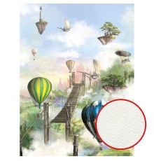 Фреска детская Ortograf Сказочная страна 30775 Фактура флок FLK Флизелин (2x2,7) Голубой/Зеленый, Воздушные шары