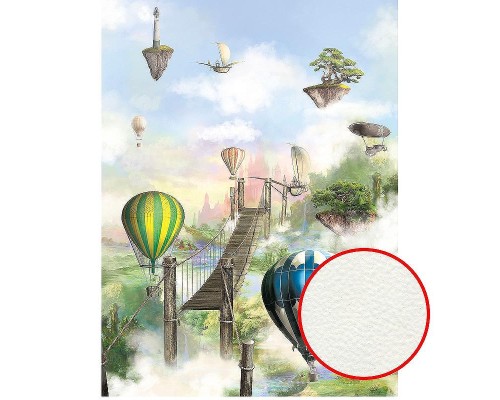 Фреска детская Ortograf Сказочная страна 30775 Фактура флок FLK Флизелин (2x2,7) Голубой/Зеленый, Воздушные шары