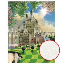 Фреска детская Ortograf Сказочная страна 30780 Фактура флок FLK Флизелин (2x2,7) Бежевый/Голубой/Зеленый, Замки