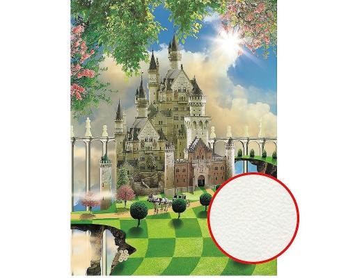 Фреска детская Ortograf Сказочная страна 30780 Фактура флок FLK Флизелин (2x2,7) Бежевый/Голубой/Зеленый, Замки