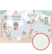 Фреска детская Ortograf Для малышей 6763 Фактура флок FLK Флизелин (4,3x2,7) Голубой/Разноцветный, Животные/Воздушные шары