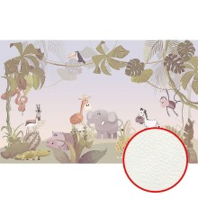 Фреска детская Ortograf Для малышей 6765 Фактура флок FLK Флизелин (4,3x2,7) Серый/Зеленый, Животные/Мультимедия