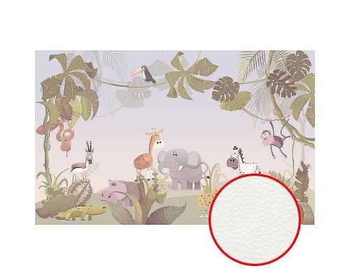 Фреска детская Ortograf Для малышей 6765 Фактура флок FLK Флизелин (4,3x2,7) Серый/Зеленый, Животные/Мультимедия