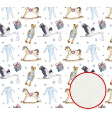 Фреска детская Ortograf Для малышей 10878 Фактура флок FLK Флизелин (3x2,7) Белый/Голубой/Бежевый, Животные/Птицы/Предметы