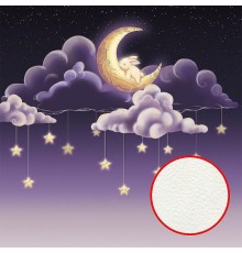 Фреска детская Ortograf Для малышей 20996 Фактура флок FLK Флизелин (2,7x2,7) Фиолетовый, Облака/Животные