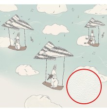 Фреска детская Ortograf Для малышей 30124 Фактура флок FLK Флизелин (2,8x2,7) Бирюзовый/Белый, Животные/Облака