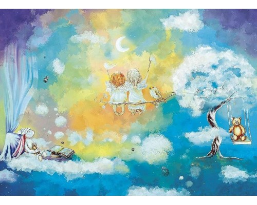 Фреска детская Ortograf Для малышей 5925 Фактура флок FLK Флизелин (3,7x2,7) Синий/Разноцветный, Мультимедия