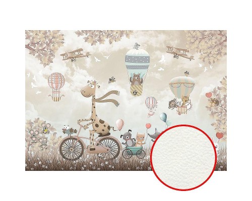 Фреска детская Ortograf Для малышей 6766 Фактура флок FLK Флизелин (3,9x2,7) Бежевый, Животные/Мультимедия