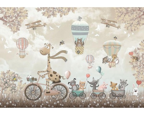 Фреска детская Ortograf Для малышей 6766 Фактура флок FLK Флизелин (3,9x2,7) Бежевый, Животные/Мультимедия