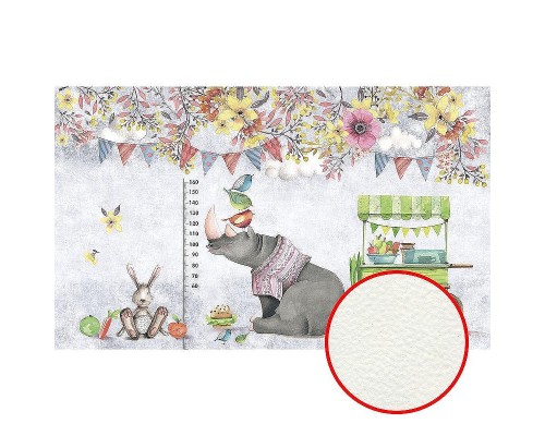 Фреска детская Ortograf Для малышей 6764 Фактура флок FLK Флизелин (4,5x2,7) Серый/Разноцветный, Животные/Цветы