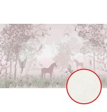 Фреска детская Ortograf Для малышей 6767 Фактура флок FLK Флизелин (4,8x2,7) Розовый, Деревья/Животные/Цветы