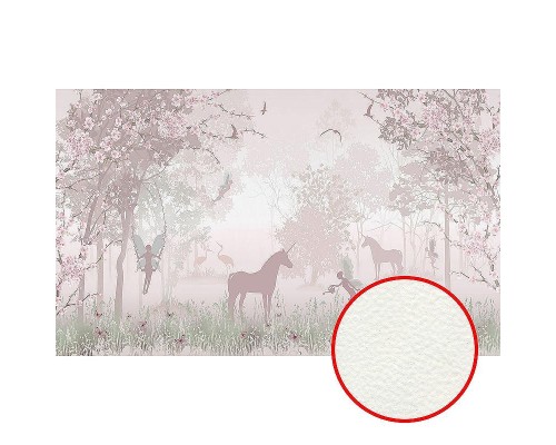 Фреска детская Ortograf Для малышей 6767 Фактура флок FLK Флизелин (4,8x2,7) Розовый, Деревья/Животные/Цветы