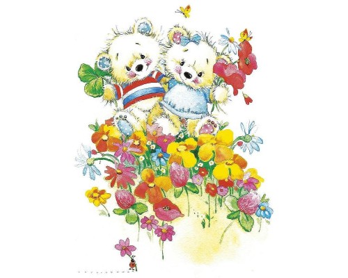 Фреска детская Ortograf Для малышей 5714 Фактура флок FLK Флизелин (2x2,7) Разноцветный, Животные/Цветы