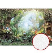 Фреска детская Ortograf Сказочная страна 6643 Фактура бархат FX Флизелин (3,8x2,7) Зеленый/Разноцветный, Деревья/Домики