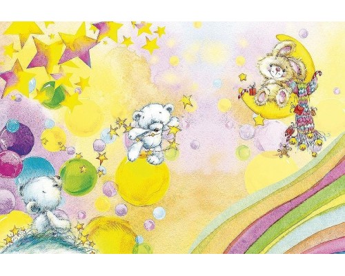 Фреска детская Ortograf Для малышей 5699 Фактура флок FLK Флизелин (4x2,7) Желтый/Разноцветный, Животные/Мультимедия