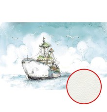 Фреска детская Ortograf Для малышей 5450 Фактура флок FLK Флизелин (3,8x2,4) Белый/Голубой, Корабли